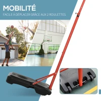 HOMCOM Panier de basket extérieur avec poteau panneau, base de lestage sur roulettes hauteur réglable 155 - 210 cm (panier) - rouge noir(m-6)