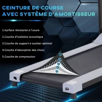 HOMCOM Tapis de Course Electrique Pliable tapis de marche électrique tapis de Fitness motorisé‎ 6 km/h idéal pour maison/bureau gris noir(m-6)