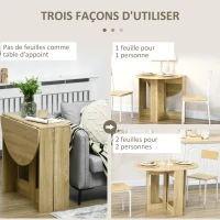 HOMCOM Table pliable de cuisine salle à manger 2 abattants - table ovale extensible - en bois chêne(m-4)