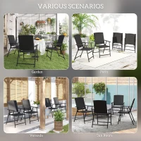 Outsunny Set of Four Folding Rattan Seat Chairs - Black(m-7)