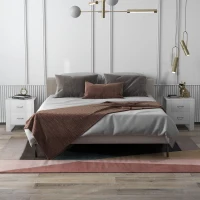 HOMCOM Bedside Table with 2 Drawers, Nightstand with Handles and Elevated Base, Side Table for Bedroom, Living Room, Set of 2, White(m-2)