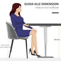 HOMCOM Set di 2 Sedie per Sala da Pranzo e Cucina Imbottite in Velluto, 49x50x77cm, Grigio(m-7)