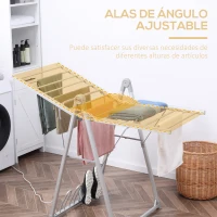 HOMCOM Tendedero Eléctrico Plegable con Alas Secador de Ropa y Zapatos Marco de Aleación de Aluminio 134x66x100 cm Plata(m-6)