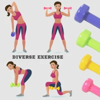 HOMCOM 10KG Dumbbells Set with Carry Case, Hand Weights for Women and Men Home Gym Weight Lifting Training, Red, Yellow, Green, Purple(m-4)