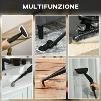 HOMCOM Pulitore a Vapore Portatile e Multiuso con 13 Accessori Inclusi, 1500W con Serbatoio 1.2L, Rosso(m-7)