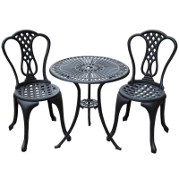 Outsunny 3 Piece Patio Cast Aluminium Bistro Set Garden Outdoor Furniture Table and Chairs Shabby Chic Style