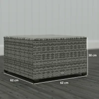 Outsunny 62 x 62cm Glass-Top Rattan Side Table - Light Grey(m-3)