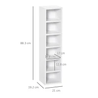 HOMCOM Libreria Scaffale porta CD set 2 Pezzi a 12 Ripiani in Legno, 21x19.2x88.3 cm, Bianco(m-3)