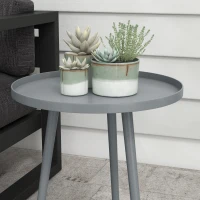 Outsunny Table basse de jardin ronde, table d'appoint extérieur avec bord rond en acier, dim. Ø40 x 50H cm gris(m-7)