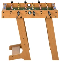 HOMCOM Futbolín Plegable para Niños y Adultos Futbolín de Madera 69x37x70 cm con 2 Bolas 6 Asas 2 Marcadores de Puntos 18 Jugadores para Familias Fiestas Juegos Natural(m-11)