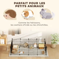PawHut Cage parc enclos pour animaux domestiques bords arrondis fil en acier 140 x 70 x 35 cm noir(m-5)