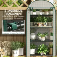 Outsunny Serre de jardin serre de balcon résistante aux UV porte enroulable 4 étagères couverture en PE 80 x 50 x 160 cm blanc(m-6)