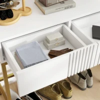 HOMCOM Table console console meuble avec 2 tiroirs base en acier avec pieds antidérapants 80 x 31,5 x 75 cm blanc(m-8)