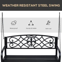 2 Seater Swing Seat Bench, Metal Garden Swing Chair with Chains, Weather Resistant, for the Patio, Yard, Deck and Yard, Black(m-7)