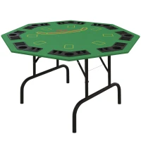 SPORTNOW Table de poker pliable pour 8 joueurs, table de jeu avec porte-gobelet et bac à jetons 120 x 120 x 72 cm vert(m-1)