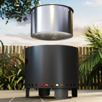 Outsunny Smokeless Steel Fire Pit, with Poker - Grey(m-8)