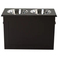 PawHut Ciotole Rialzate per Cani Grandi, Supporto Portaciotole in MDF con 2 Ciotole in Acciaio Inox, 60x30x41 cm, Marrone(m-4)