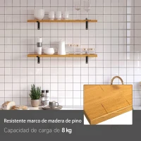 HOMCOM Juego de 2 Estantes de Pared de Madera Estanterías Flotantes para Salón Pasillo Cocina Dormitorio 90x15x2,5 cm Marrón(m-5)
