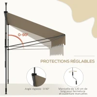 Outsunny Store banne manuel rétractable inclinaison réglable installation rapide  sans trous à percer 3 x 1,5 x 3,1 m(m-5)
