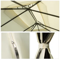 Outsunny Tonnlle de jardin barnum pavillion de jardin double toit avec parois et moustiquaires et amovibles 4 x 3 m crème(m-8)