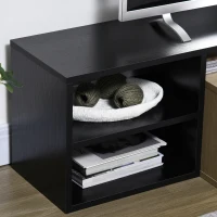 HOMCOM Mobile TV 32"-65" con Ripiano Rimovibile e Armadietto con Anta Ribaltabile in MDF, 163x40x38 cm, color Legno e Nero(m-9)