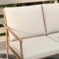 Outsunny Salon de jardin 5 pièces 4 personnes canapé 2 places 2 table basse et 2 fauteuils avec coussins cadre en acier(m-8)