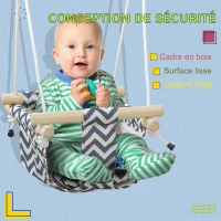 AIYAPLAY Balançoire pour bébé siège bébé balançoire avec barre de sécurité et corde réglable de 110 à 180 cm en tissu bleu(m-6)