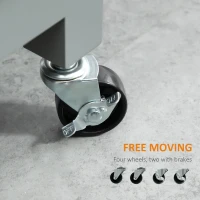 HOMCOM Compact Kitchen Trolley Utility Cart on Wheels with Open Shelf & Storage Drawer for Dining Room, Kitchen, Grey(m-7)