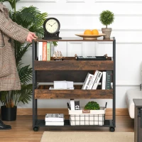 HOMCOM 4-Tier Kitchen Cart Storage Trolley with Wheels Shelves and Brakes Industrial Style, Kitchen, Dining & Living Room(m-7)