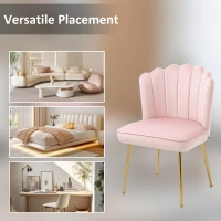 HOMCOM Velvet-Feel Shell Accent Chair - Pink(m-7)