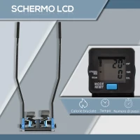 HOMCOM Stepper Fitness con Maniglia e Monitor LCD per Allenamento a Casa e Palestra, Blu(m-4)