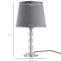 HOMCOM Crystallite Table Lamp w/ Fabric Lampshade Switch Beautiful Glass Elegant Reflective Home Bedroom Furnishing Freestanding(m-3)