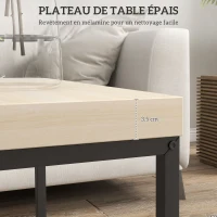 HOMCOM Lot de 2 tables gigognes tables basses carrées tables de salon cadre en acier et plateaux en panneaux de particules(m-6)