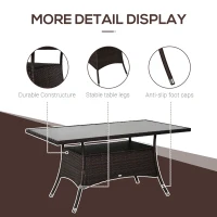 Outsunny Tavolino da Giardino con Ripiano Inferiore in PE Rattan 150x85x74cm Marrone(m-6)