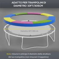 SPORTNOW Copertura Tappeto Elastico Ø305x30 cm Pieghevole e Portatile, in Plastica, PE e Schiuma, Multicolore(m-4)