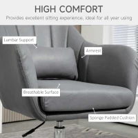 HOMCOM Swivel Microfibre Accent Chair for Living Room Contemporary Vanity Armchair with Adjustable Height Thick Cushion Lumbar Support Armrest for Bedroom Office Dark Grey(m-6)