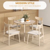 HOMCOM Folding Dining Table for 4, Round Drop Leaf Table, Modern Space Saving Small Kitchen Table with Wood Legs for Dining Room, Natural(m-5)