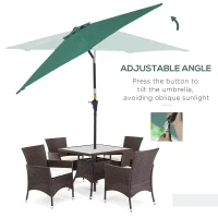 Outsunny 2.6M Garden Parasol Umbrella with Tilt and Crank, Outdoor Sun Parasol Sunshade Shelter with Aluminium Frame, Green(m-5)