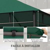 Outsunny Toile de rechange pour pavillon toit de remplacement gazebo tissu polyester haute densité 180 g/m² anti-UV 3 x 3 m vert(m-5)