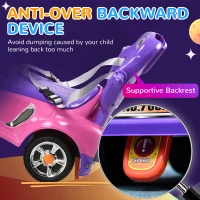 AIYAPLAY 3 in 1 Ride on Push Car, Cartoon Robot Theme Foot to Floor Slider w/ Handle Light Music Horn, Storage - Pink(m-6)