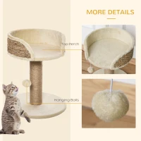 PawHut Cat Tree Cat Scratching Post for Indoor Cats Kitten Play Tower Activity Centre Climbing Stand with Dangling Ball Beige(m-5)