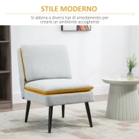 HOMCOM Poltroncina di Design Imbottita con Gambe in Acciaio e Tessuto Grigio e Giallo, 58x75x85cm(m-6)