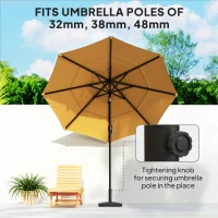 Outsunny Garden Parasol Base, 15kg HDPE Outdoor Umbrella Stand Parasol Stand with Cut-Out Design, Sun Umbrella Base for 32, 38, 48 mm Poles, Black(m-4)