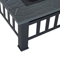 Outsunny Braciere da Giardino Quadrato con Coperchio e Copertura Antipioggia, 81x81x46cm(m-9)