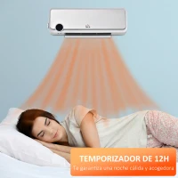 HOMCOM Calefactor Baño de Pared 1000W/2000W con Mando a Distancia Pantalla LED Temporizador 12H Termostato Blanco(m-8)