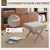 HOMCOM Repose pied salon ottoman pouf salon tabouret de canapé rectangulaire en tissu avec siège rembourré - beige(m-6)