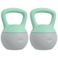 SPORTNOW 2 x 6kg Soft Kettlebell, Kettle Bell with Non-Slip Handle, for Home Gym, Strength Training, Cardio - Grey and Green