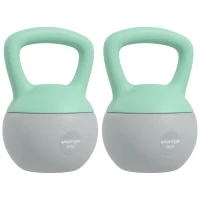 SPORTNOW 2 x 6kg Soft Kettlebell, Kettle Bell with Non-Slip Handle, for Home Gym, Strength Training, Cardio - Grey and Green(m-1)