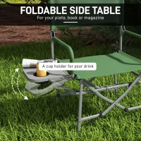 Outsunny Folding Directors Camping Chair, with Side Table - Green(m-5)