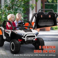 AIYAPLAY 2 Seater 24V 7AH Ride on Truck, Battery Powered Electric Ride On Car w/ Remote, Suspension, 3 Speeds, White(m-4)